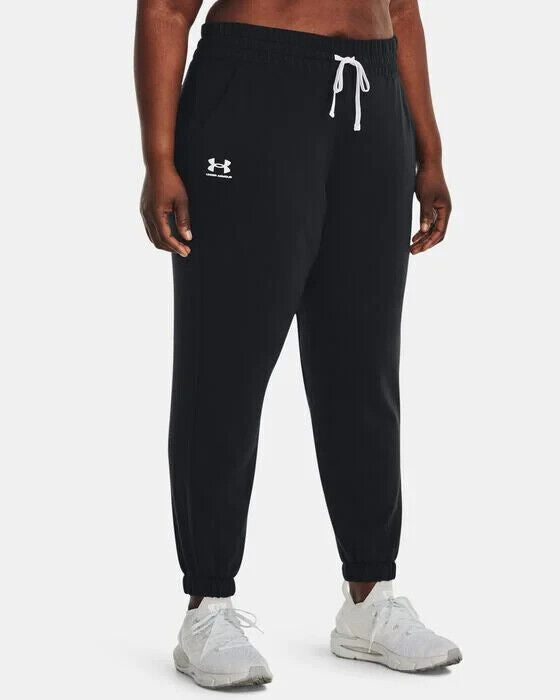 Women's Under Armour Rival Terry Joggers, Black, Size 1X