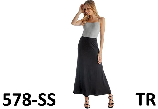24seven Comfort Apparel Womens Casual Soft Knit Long Maxi Skirt Elastic Waist, L