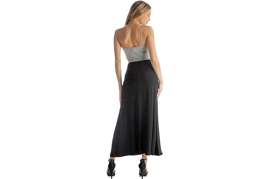 24seven Comfort Apparel Womens Casual Soft Knit Long Maxi Skirt Elastic Waist, L