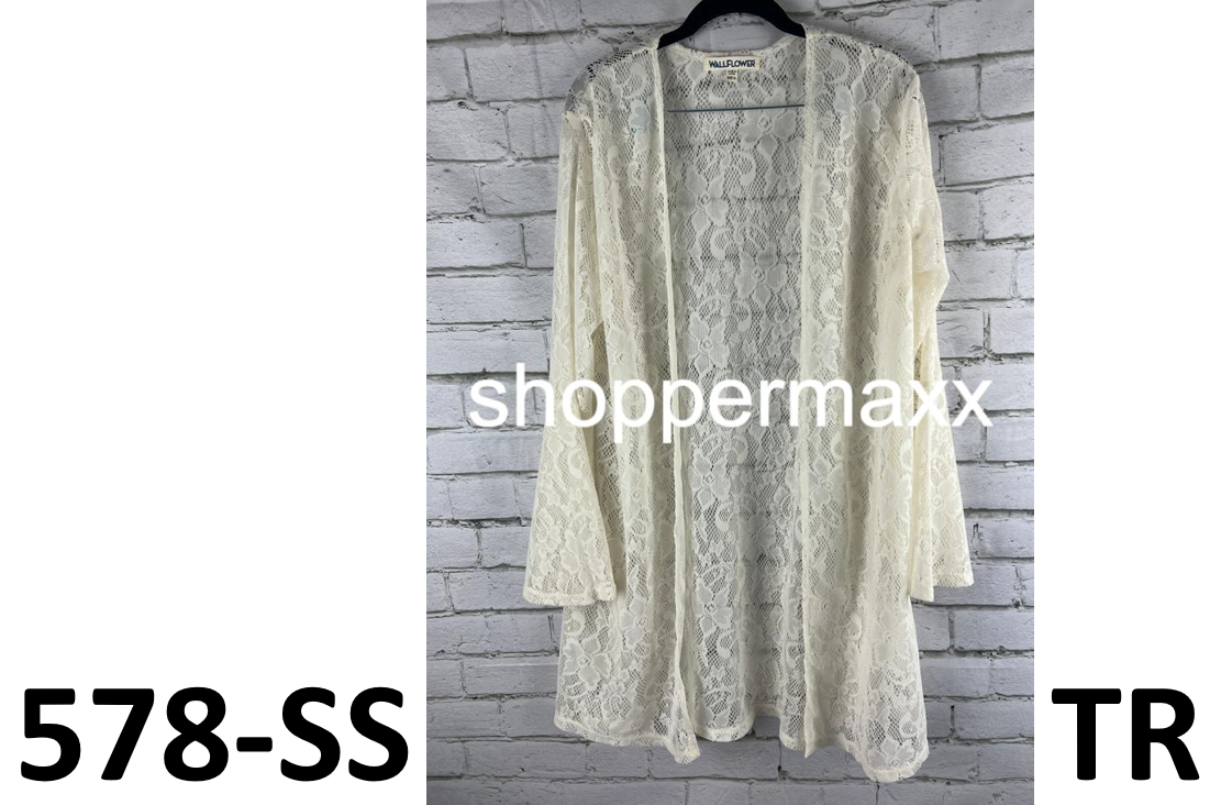 WallFlower Cover up Lace Crochet, OFFWHITE/BEIGE, Size X-Large