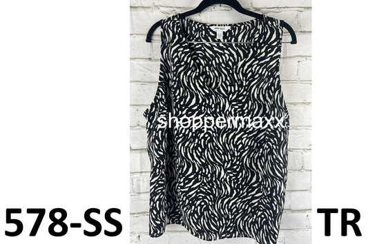 CT892 Nine West Black & White Sleeveless Blouse, PXXL
