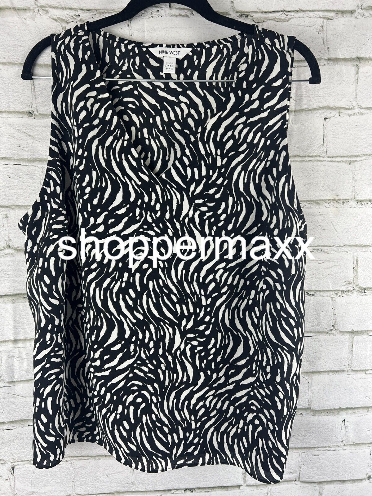CT892 Nine West Black & White Sleeveless Blouse, PXXL