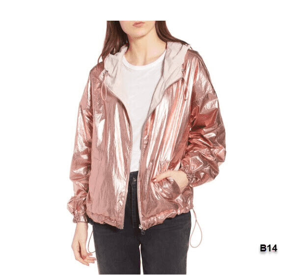 💥Nwt $150 KENDALL AND KYLIE Metallic Reversible Windbreaker Jack XS & S💥 B14
