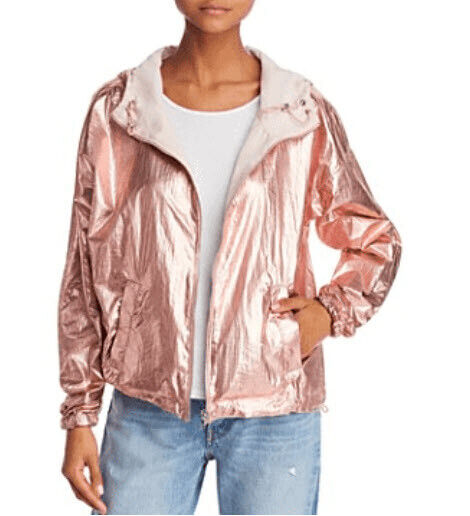 💥Nwt $150 KENDALL AND KYLIE Metallic Reversible Windbreaker Jack XS & S💥 B14