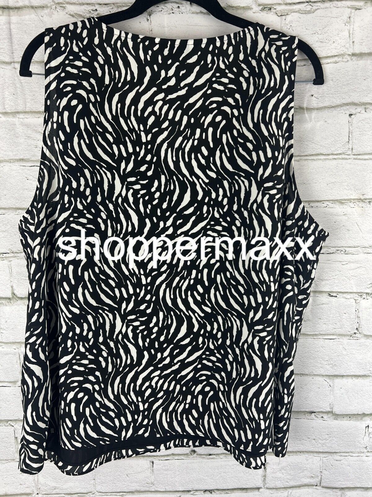 CT892 Nine West Black & White Sleeveless Blouse, PXXL