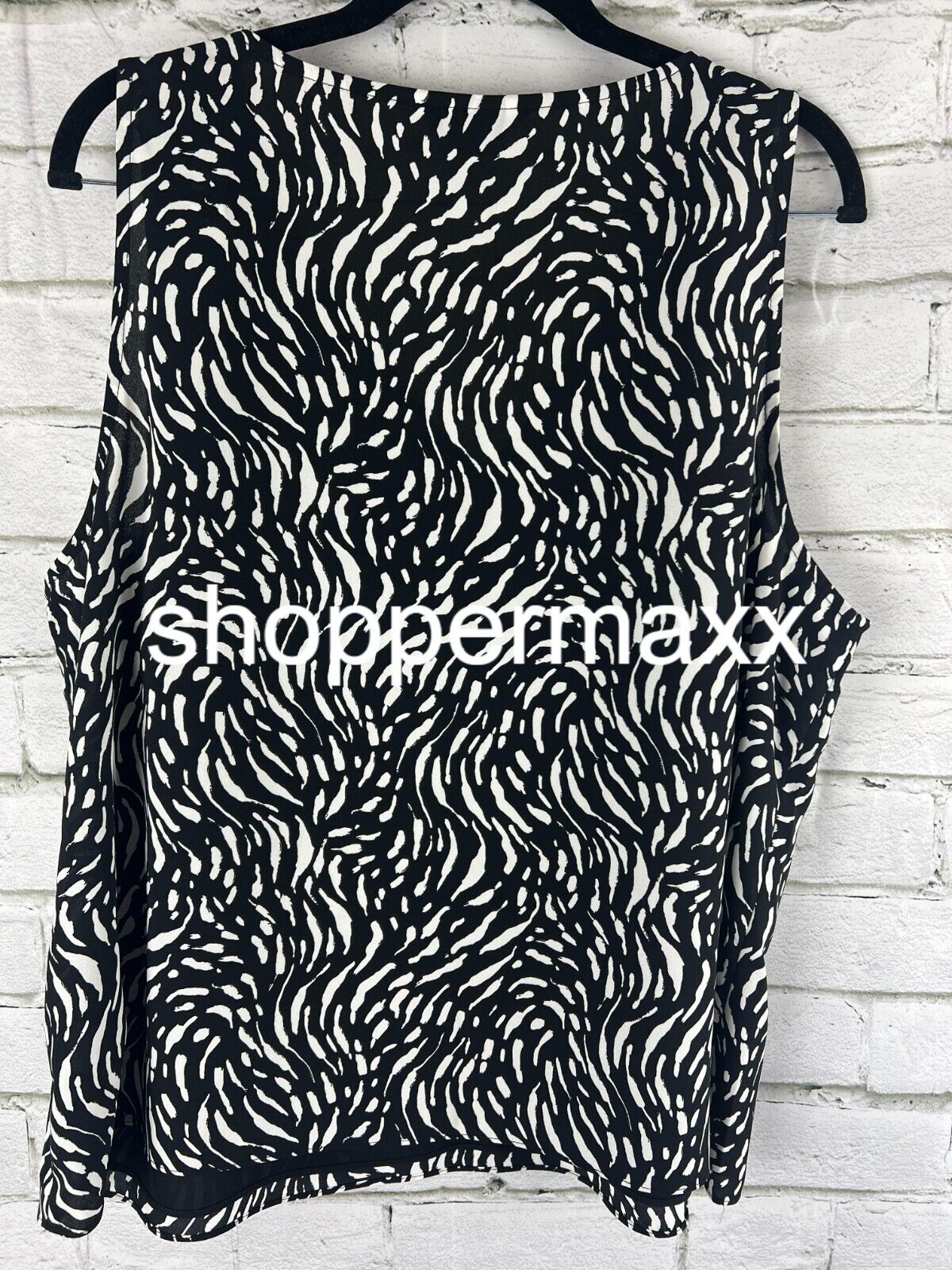 CT892 Nine West Black & White Sleeveless Blouse, PXXL
