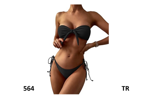 ZAFUL Women Strapless Bikini Swimsuit,TieSide Scrunch Butt Bandeau Bikini Set,XL