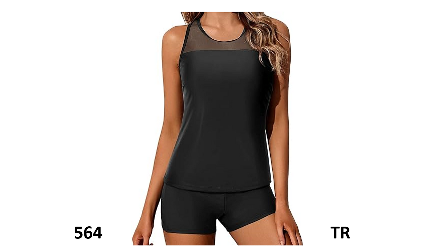 Yonique Tankini Swimsuits for Women with Shorts Athletic 2 Piece Bathing Suit, M