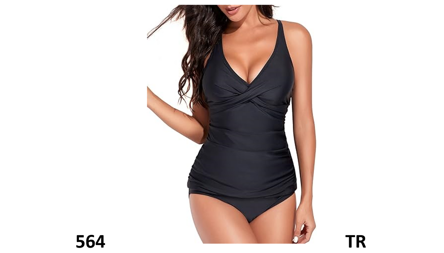 Yonique Tankini Swimsuits for Women Tummy Control Bathing Suit 2 Piece Tankini,L