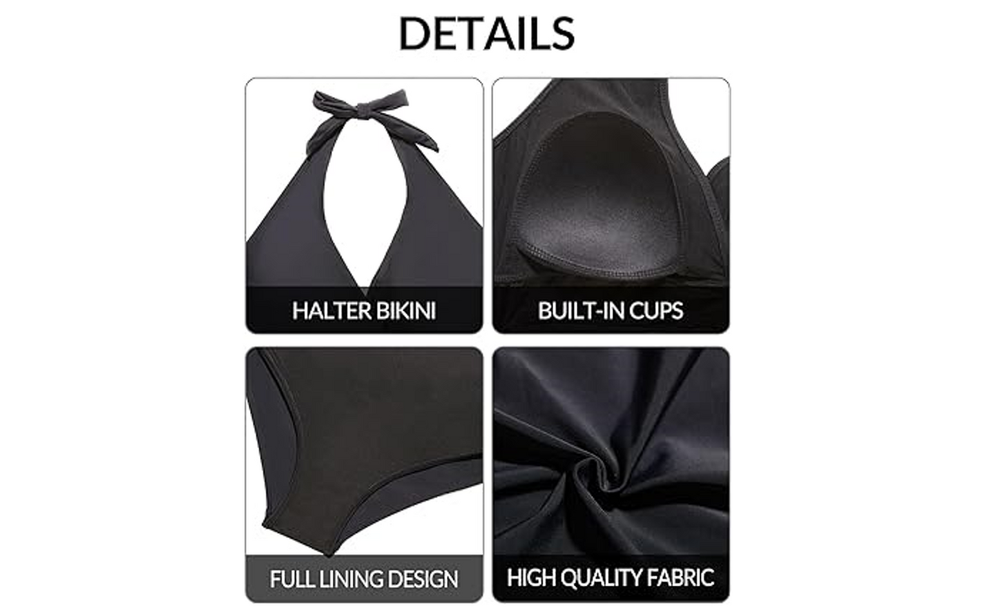 Yonique Women Two Piece Plus Size Halter Bikini Swimsuit Tummy Control Suit, 24w