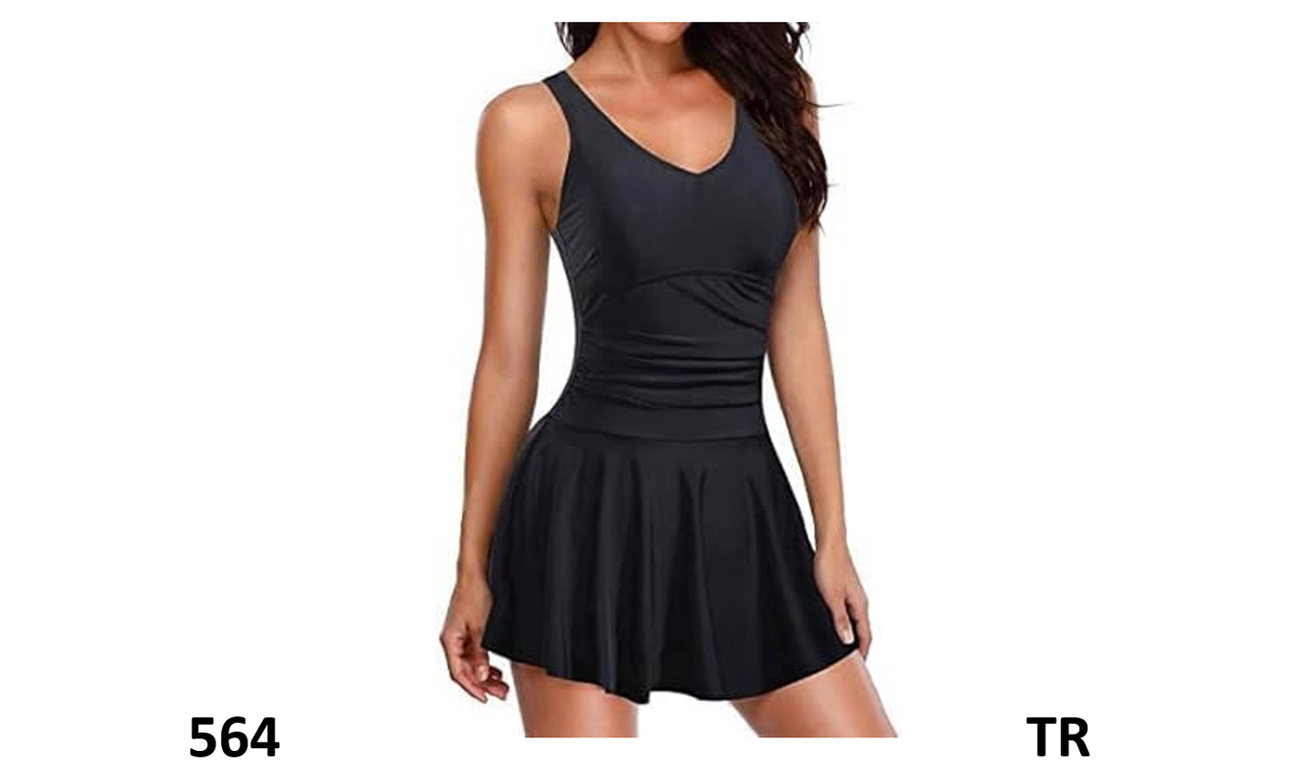 Yonique One Piece Swimsuits for Women Modest Tummy Control Swimdress Vintage,24W
