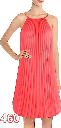 Ellames Women's Summer Spaghetti Strap Pleated Casual Swing Midi Dress with Belt
