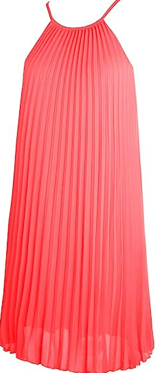 Ellames Women's Summer Spaghetti Strap Pleated Casual Swing Midi Dress with Belt