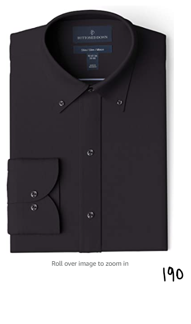 Buttoned Down Men's Slim-Fit Button Collar Solid Pocket Options Black 14.5" N/32