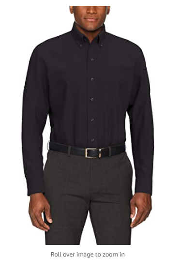 Buttoned Down Men's Slim-Fit Button Collar Solid Pocket Options Black 14.5" N/32