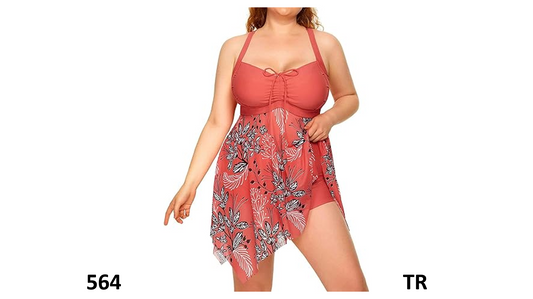 Daci Pink Plus Size Swim Dress with Boyshorts for Women Mesh Tankini Swimsuit,XL