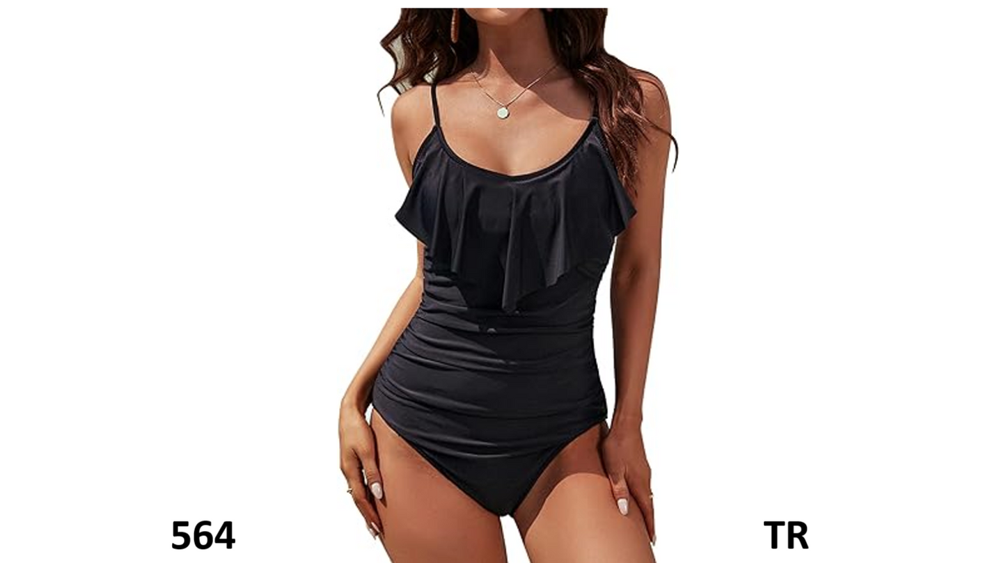 Blooming Jelly Womens One Piece Bathing Suit Tummy Control Swimwear Ruffled, L