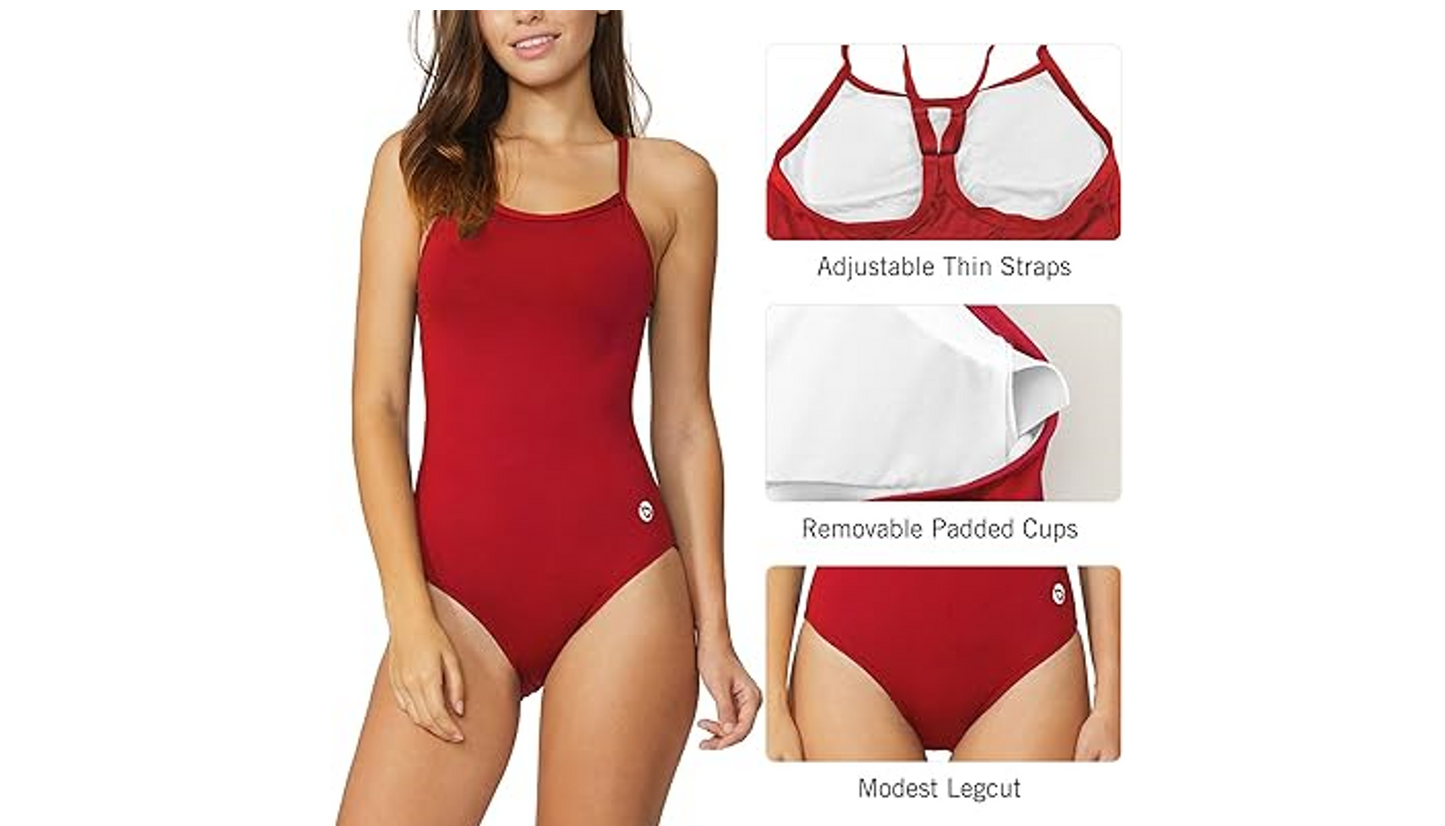 BALEAF Women's Athletic Training Adjustable Strap One Piece Swimsuit Swimwear,36