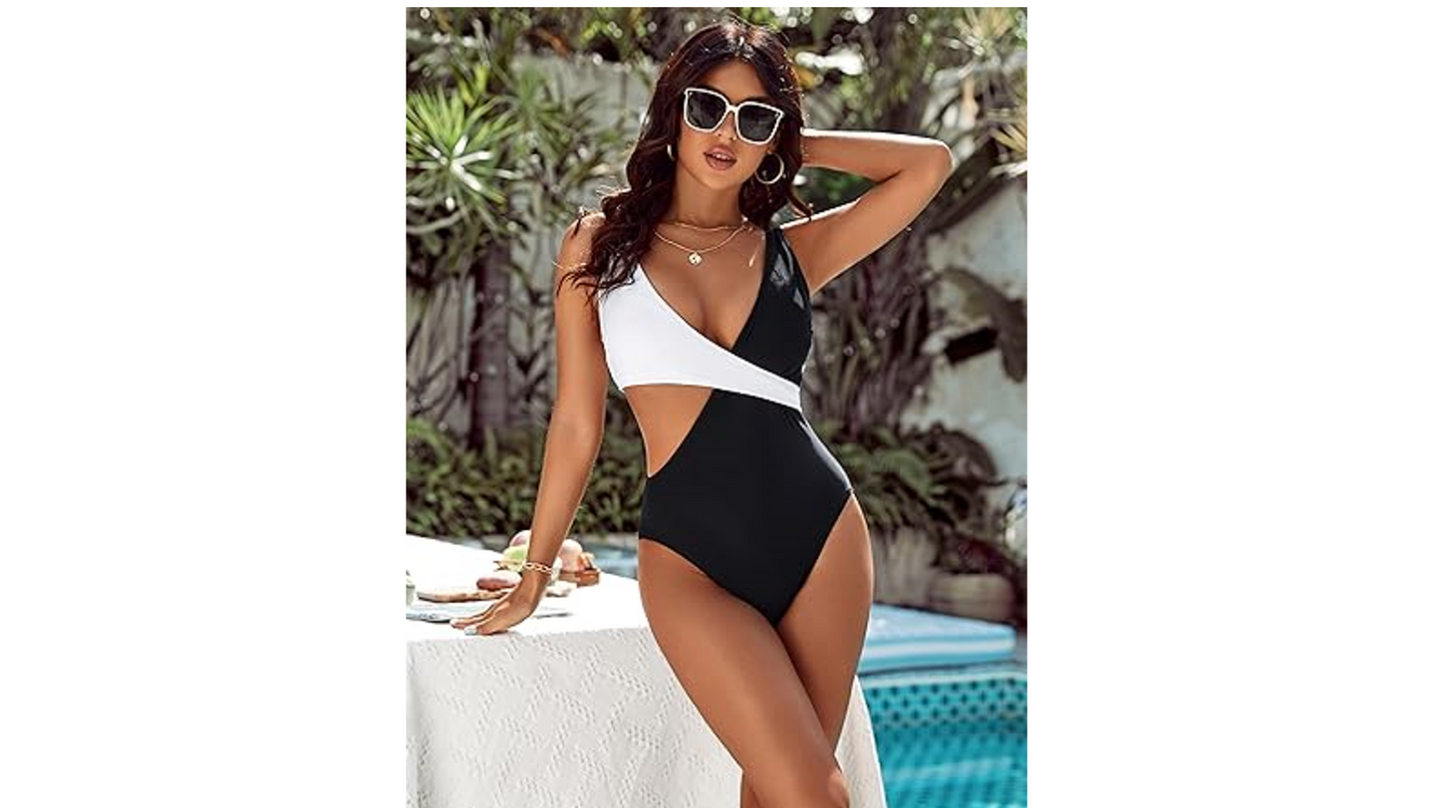 Blooming Jelly Womens One Piece Cutout Swimsuits Sexy High Cut Bathing Suits, L