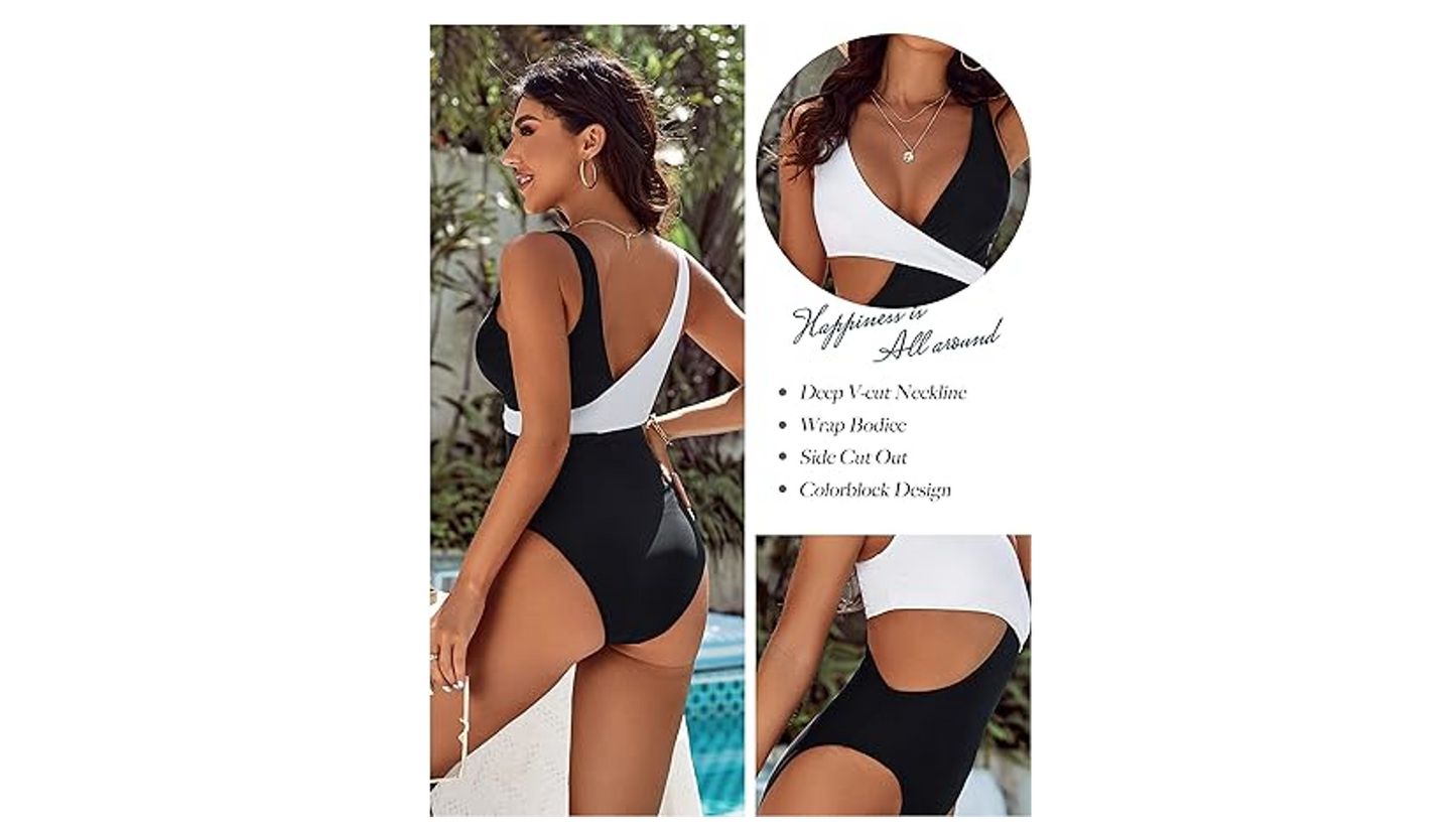 Blooming Jelly Womens One Piece Cutout Swimsuits Sexy High Cut Bathing Suits, L