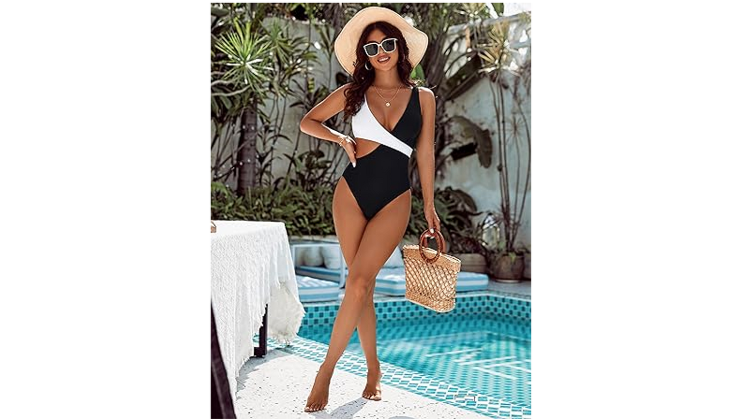 Blooming Jelly Womens One Piece Cutout Swimsuits Sexy High Cut Bathing Suits, L
