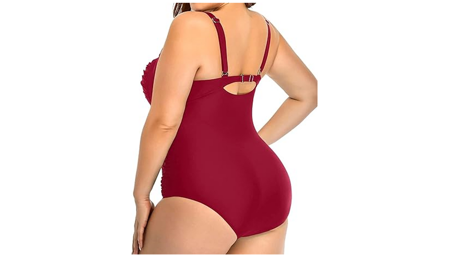 Aqua Eve Women Plus Size Swimsuits 1 Piece Tummy Control Bathing Suits Retro, XL