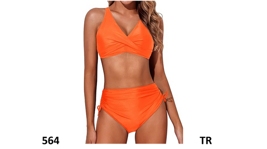 Aqua Eve Women High Waisted Bikini Twist Front Swimsuits Lace up Bikini Tops, M