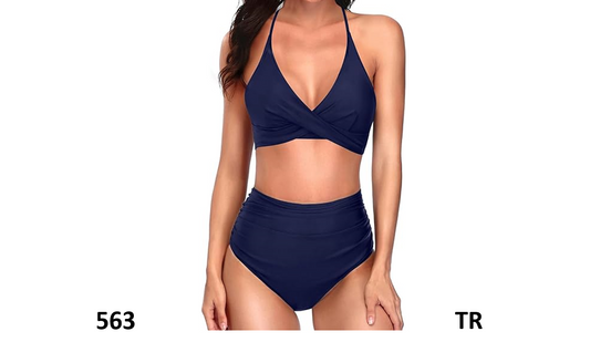 Yonique Women Two Piece High Waisted Bikini Set Halter Swimsuit Twist Front, XL