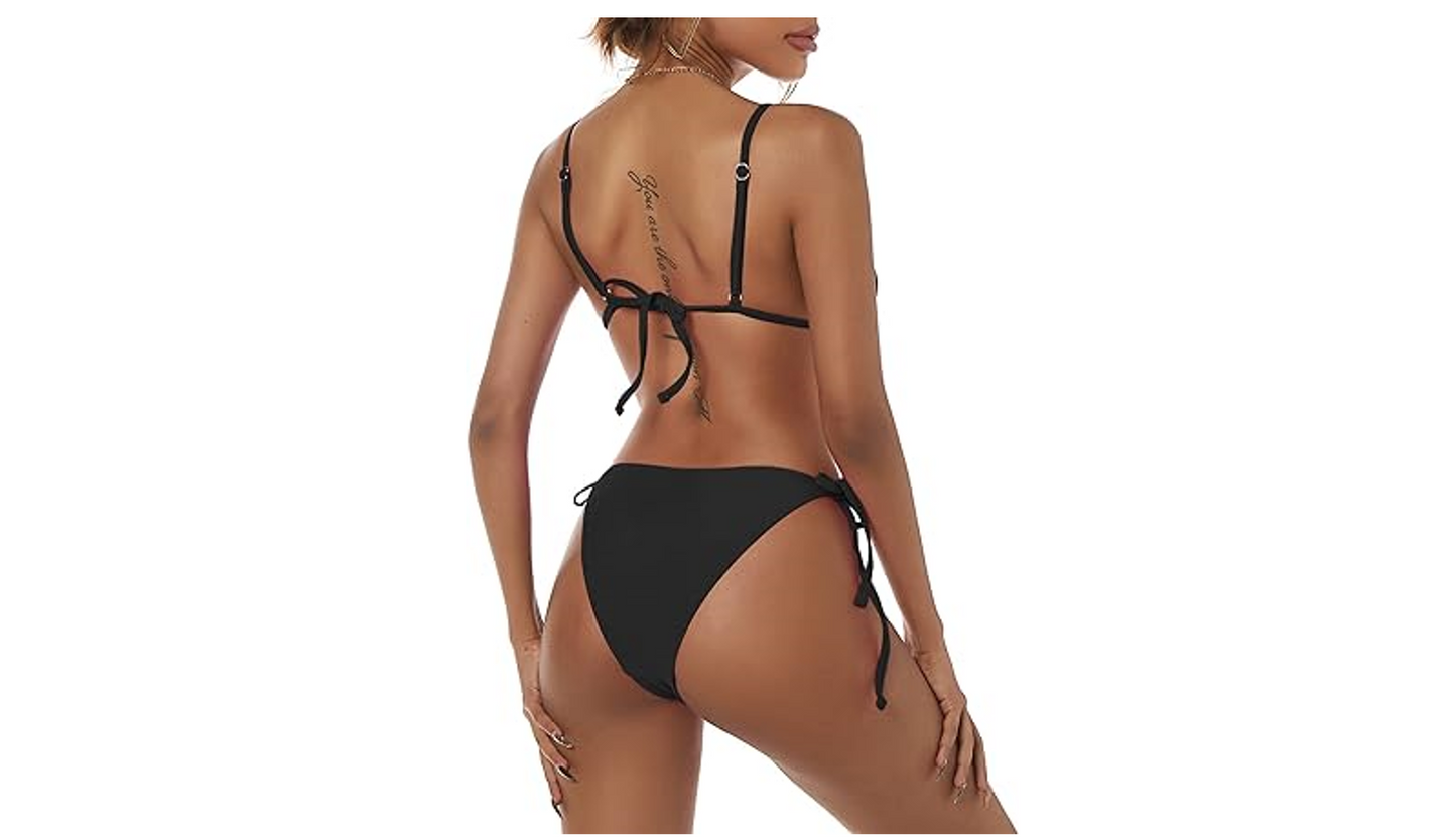 ZAFUL Women's Triangle Bikini Floral String Bikini Set 2 Piece Bath Swimsuit, XL