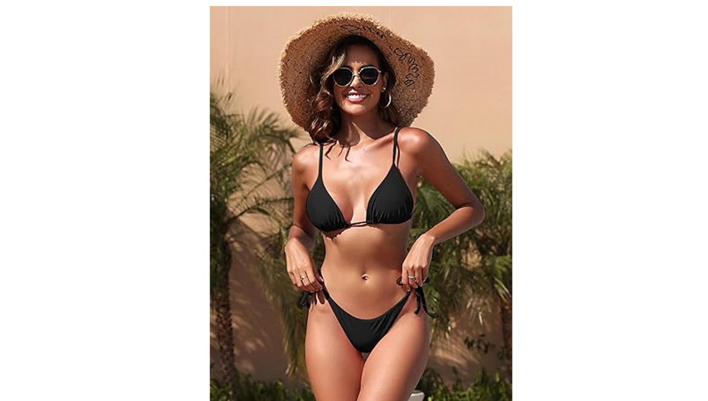 ZAFUL Women's Triangle Bikini Floral String Bikini Set 2 Piece Bath Swimsuit, XL