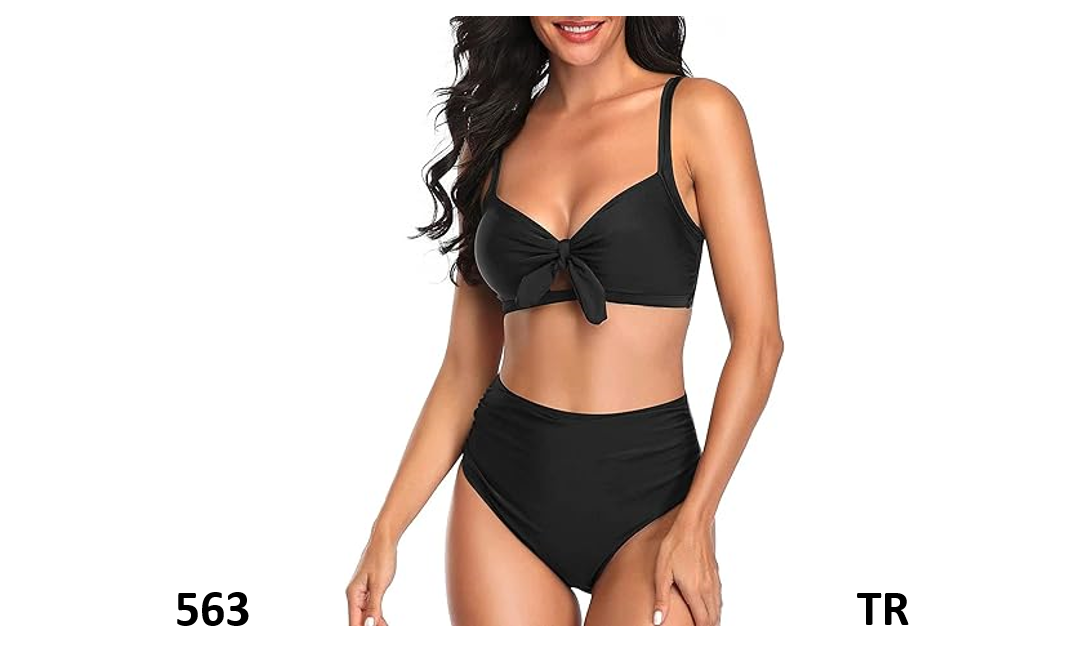 Tempt Me Women Black 2 Piece Swimsuit High Waisted Bikini Set Tummy Control, XXL