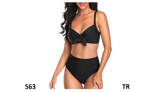 Tempt Me Women Black 2 Piece Swimsuit High Waisted Bikini Set Tummy Control, XXL