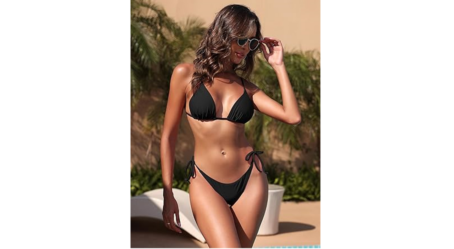ZAFUL Women's Triangle Bikini Floral String Bikini Set 2 Piece Bath Swimsuit, XL