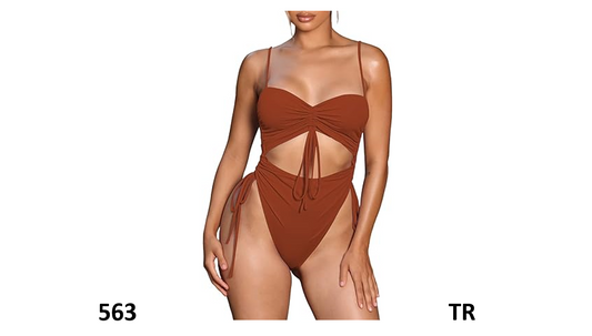 Viottiset Women Cut Out Drawstring One Piece Bathing Swimsuit Cheeky High Cut, S