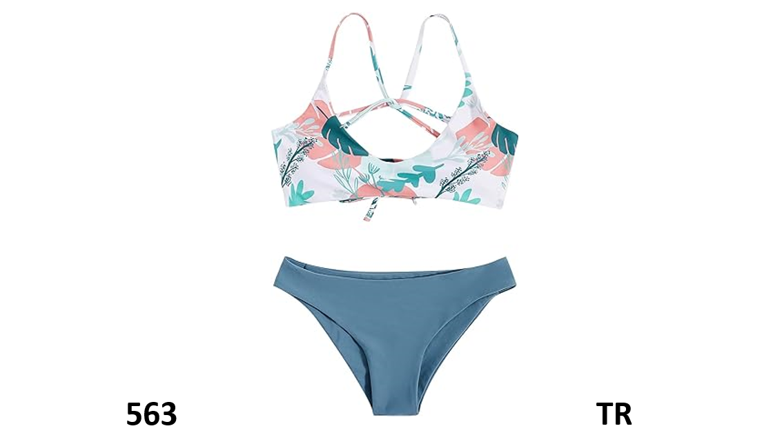 SweatyRocks Women Sexy Bathing Suit Floral Print Cross Back BikiniSet Swimsuit,M