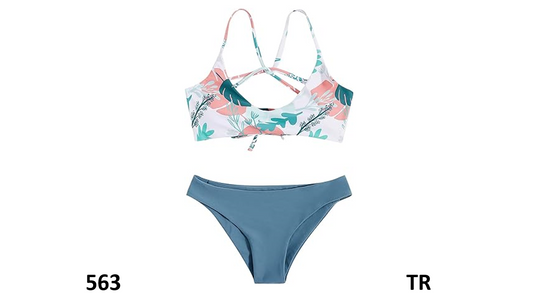 SweatyRocks Women Sexy Bathing Suit Floral Print Cross Back BikiniSet Swimsuit,M