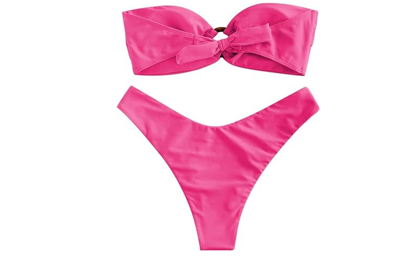 ZAFUL Women Tie Dye Ribbed O Ring Lace Up Tie Side Bandeau Bikini Set Swimsuit,M