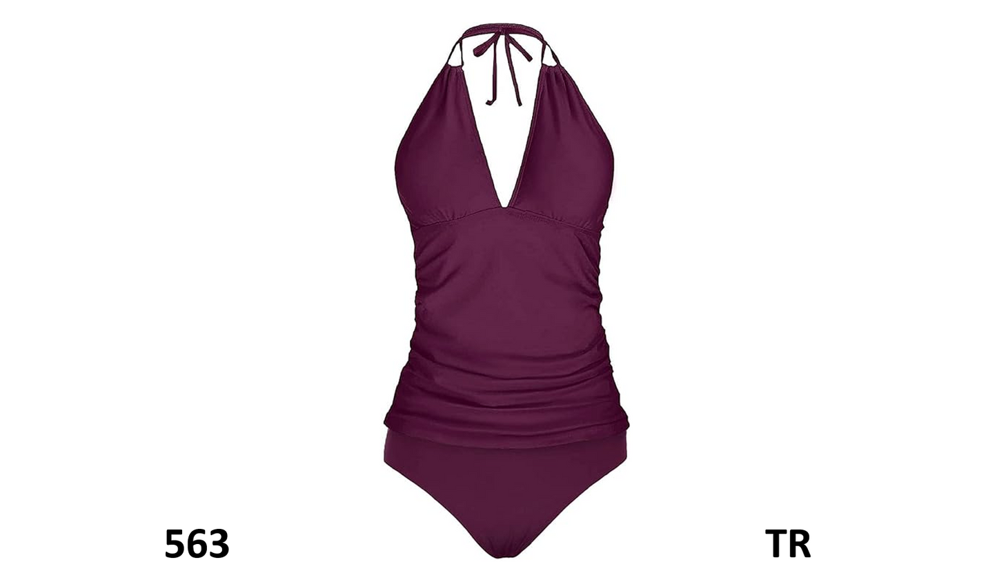 Yonique Women Halter Tankini Swimsuit Purple V-Neck Tankini Top, Bikini Bottom,S