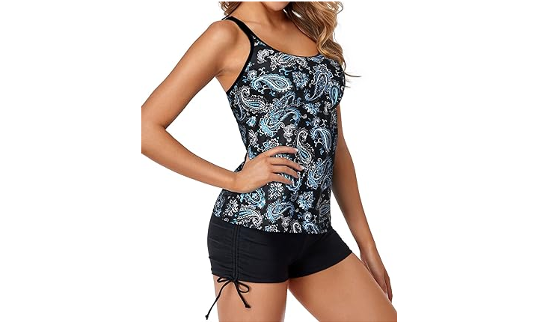 Yonique Womens Tankini Swimsuits Athletic 2 Piece Tummy Control Bathing Suit, XL