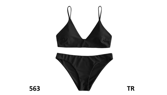 ZAFUL Women's Solid Spaghetti Strap Bralette Bikini Set 2 Piece Swimsuit, Medium