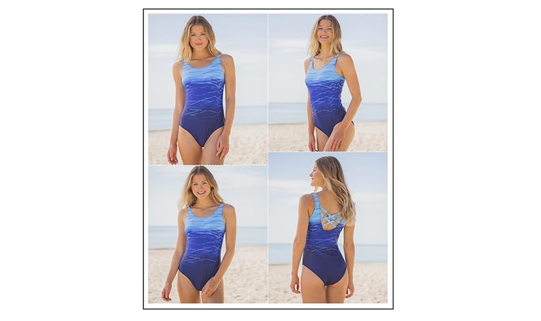 Aleumdr Women's Sexy Bathing Suit One Piece Swimsuits Criss Cross Back Pushup, M