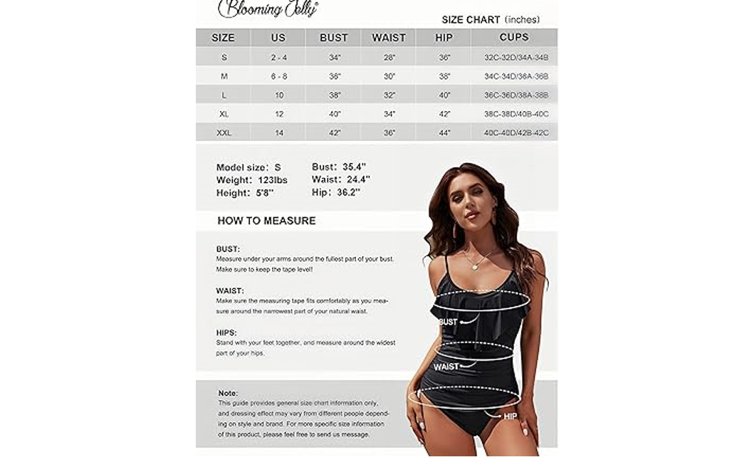 Blooming Jelly Womens One Piece Bathing Suit Tummy Control Swimwear Ruffled, XL