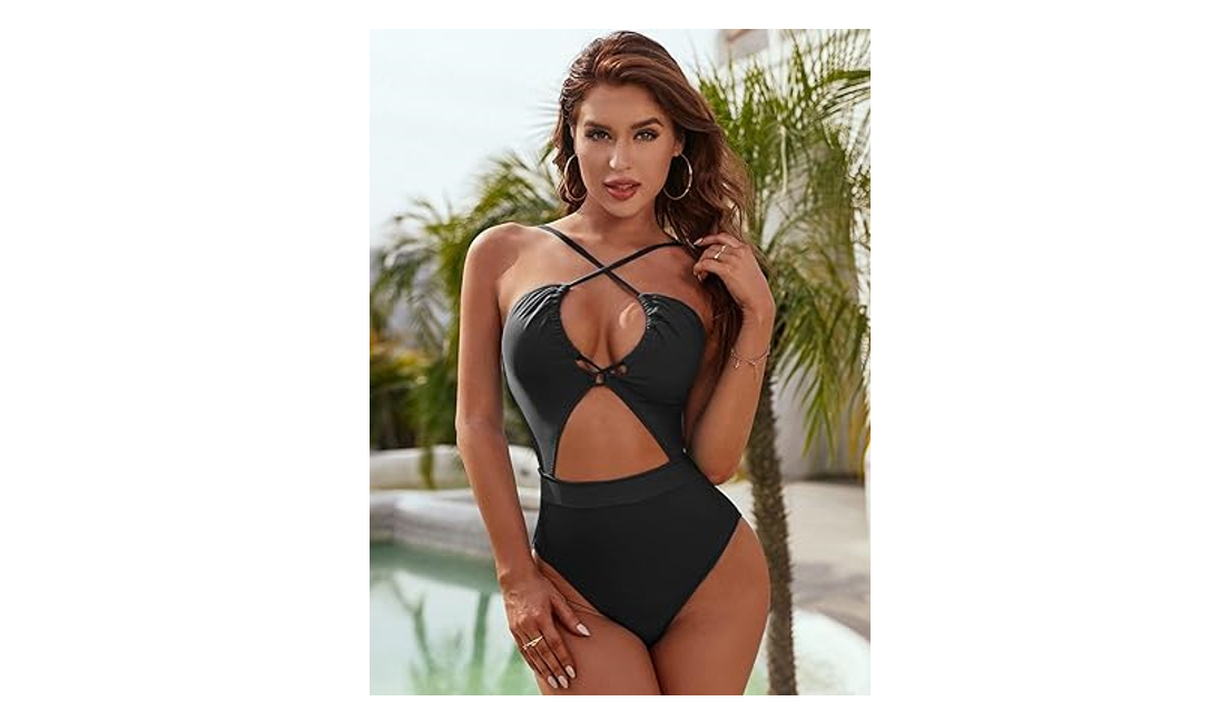 Blooming Jelly Women's High Waisted Sexy Monokini 1 Piece Swimsuits Cut Out, M
