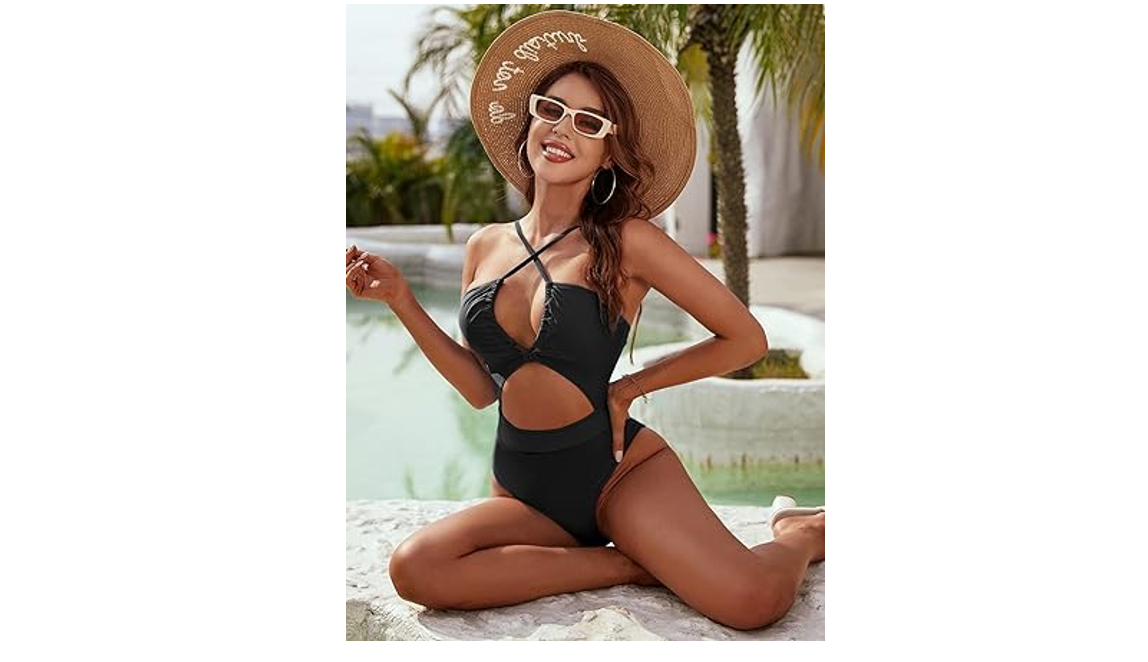 Blooming Jelly Women's High Waisted Sexy Monokini 1 Piece Swimsuits Cut Out, M