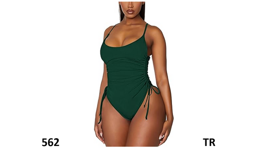 Viottiset Women Drawstring 1 Piece Swimsuit Ruched Tummy Control Cheeky High, XL
