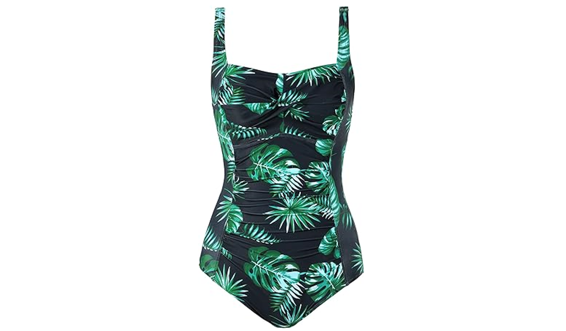 Women's Swimsuit One Piece Tummy Control Bathing Suit Ruched Vintage Push Up, XL