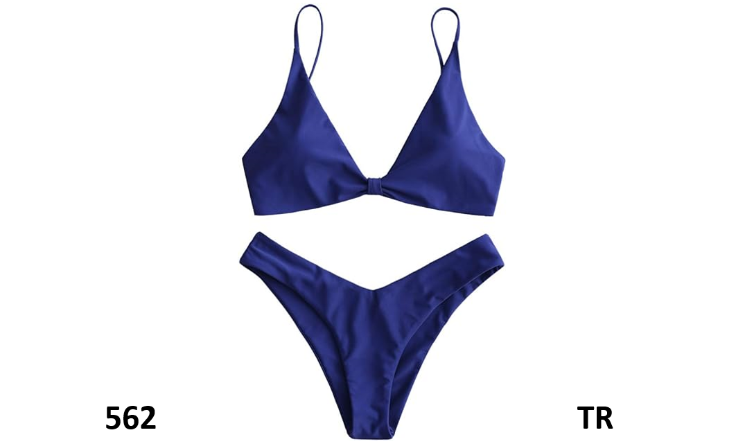 ZAFUL Women's Bikini Sets Tie Knot Front Spaghetti Strap High Cut Bikini Swim, S