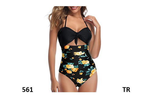 Tempt Me Women Black Floral Sexy Cutout 1 Piece Swimsuit Tummy Control, X-Large
