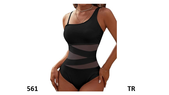 Blooming Jelly Women' One Shoulder Swimsuit One Piece Full Coverage Swimsuit, XL