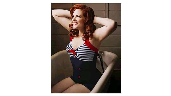 Ekouaer Women Sailor Swimsuit Retro 1 Piece Skirtini CoverUp Pinup Swimdress,4XL